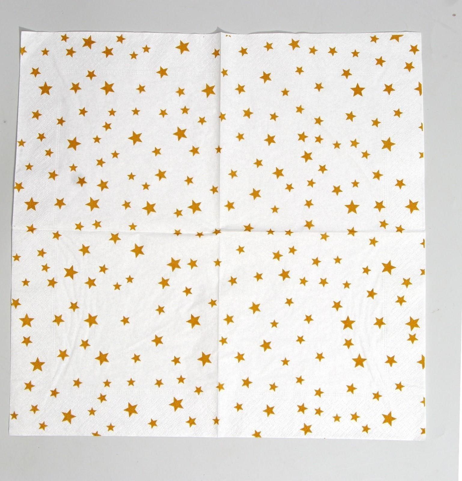 Салфетки бумажные «Звёзды», 33х33 см, набор 20 шт., цвет золотой