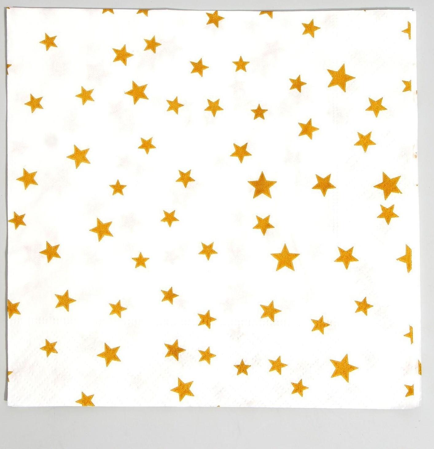 Салфетки бумажные «Звёзды», 33х33 см, набор 20 шт., цвет золотой