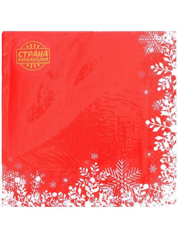Салфетки бумажные «Снежинки на красном», 33х33 см, набор 20 шт.