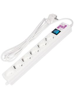 Сетевой фильтр PowerCube, 6 розеток, 3 м, 16 А, 3500 Вт, SPG(5+1)-16B-3М