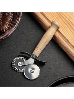 Нож для пиццы и теста двойной Доляна «Классик», 16 см, цвет бежевый