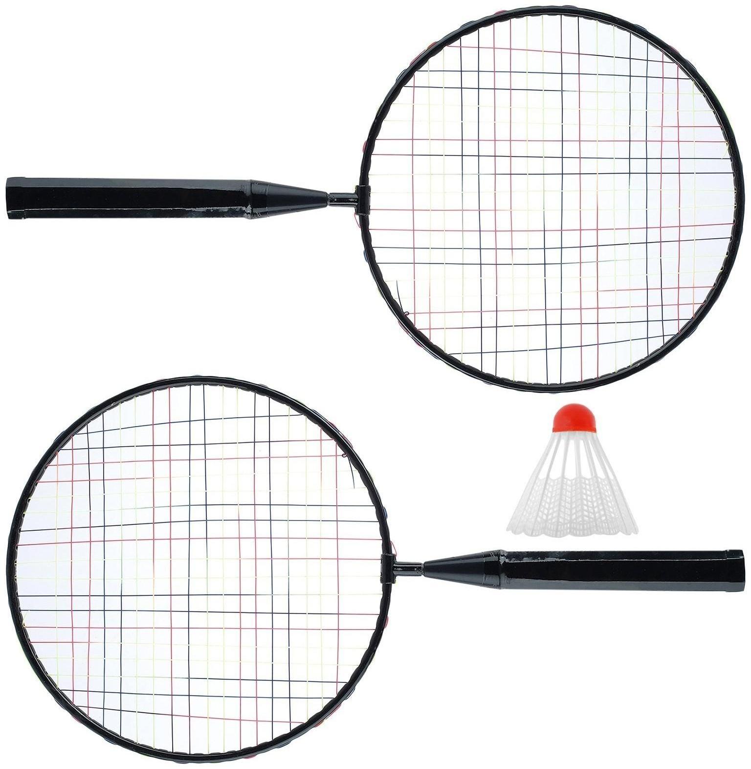 Набор для игры в бадминтон: 2 ракетки, волан, цвета МИКС