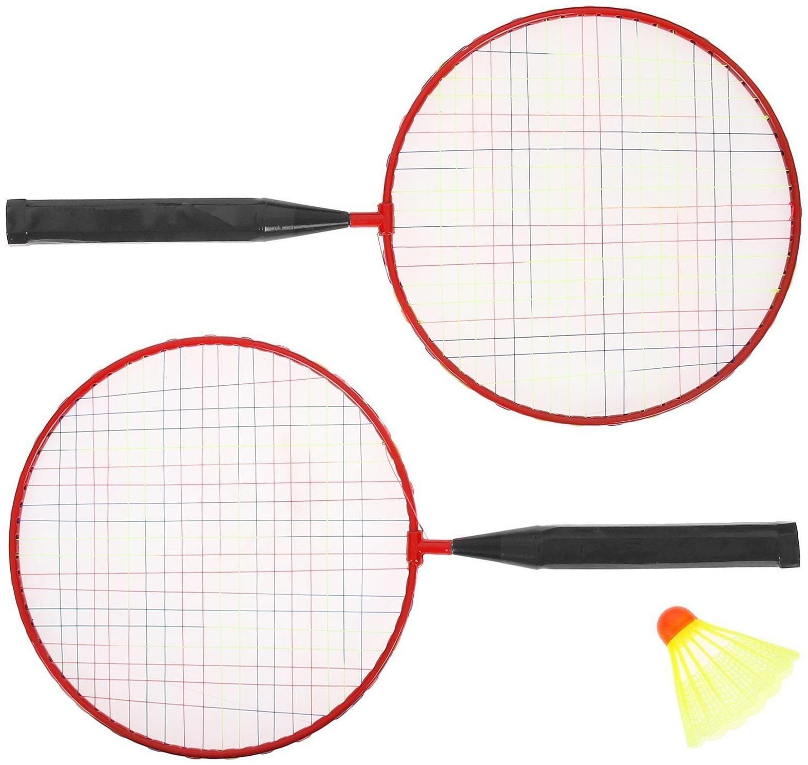 Набор для игры в бадминтон: 2 ракетки, волан, цвета МИКС