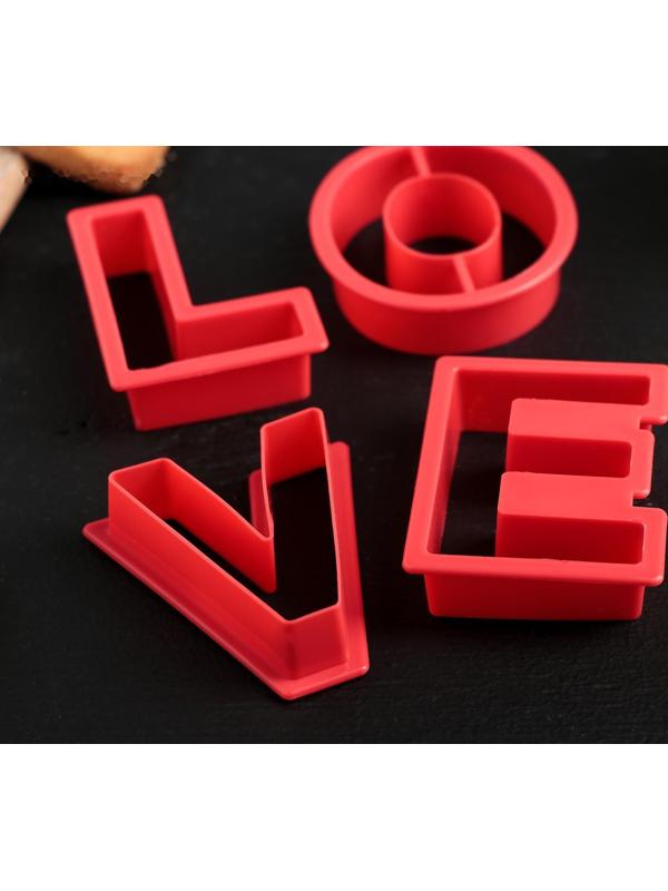 Набор форм для вырезания печенья Доляна «Любовь», 4 шт, 12,5×10,5×2 см, цвет красный