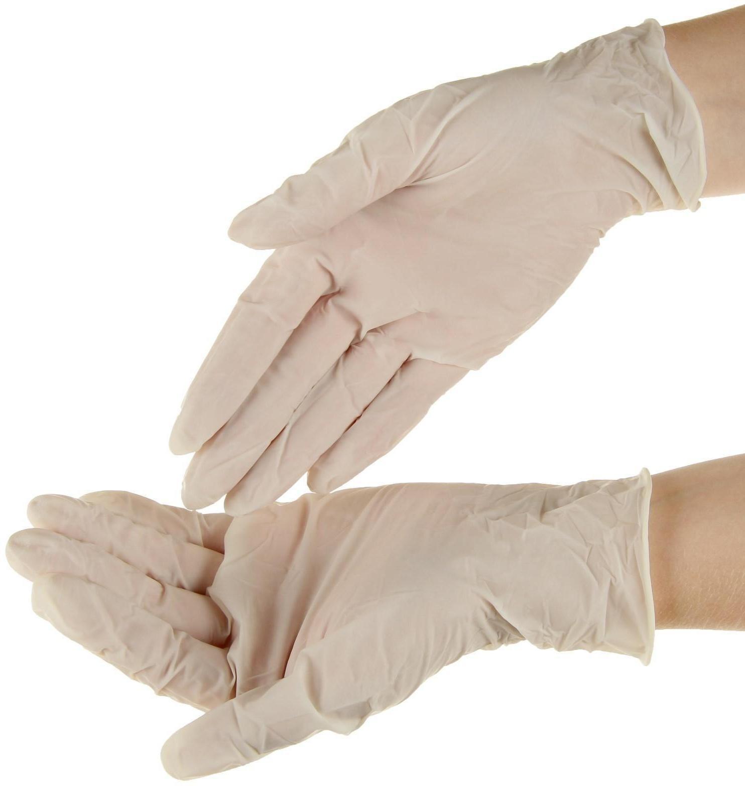 Перчатки смотровые Top Glove латексные, нестерильные, опудренные. р-М