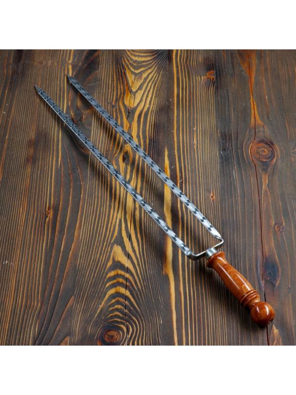 Двойной вилка-шампур с деревянной ручкой, 50 см