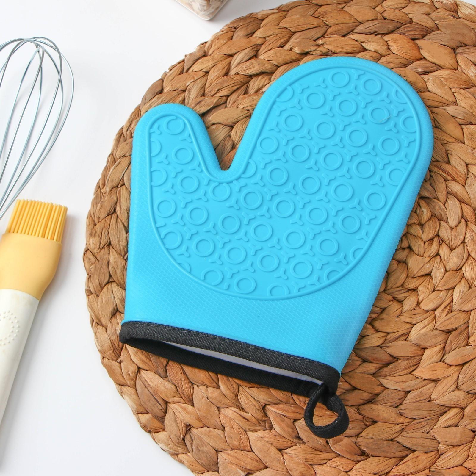 Рукавица силиконовая для горячего «Профи», 22×19 см, цвет голубой