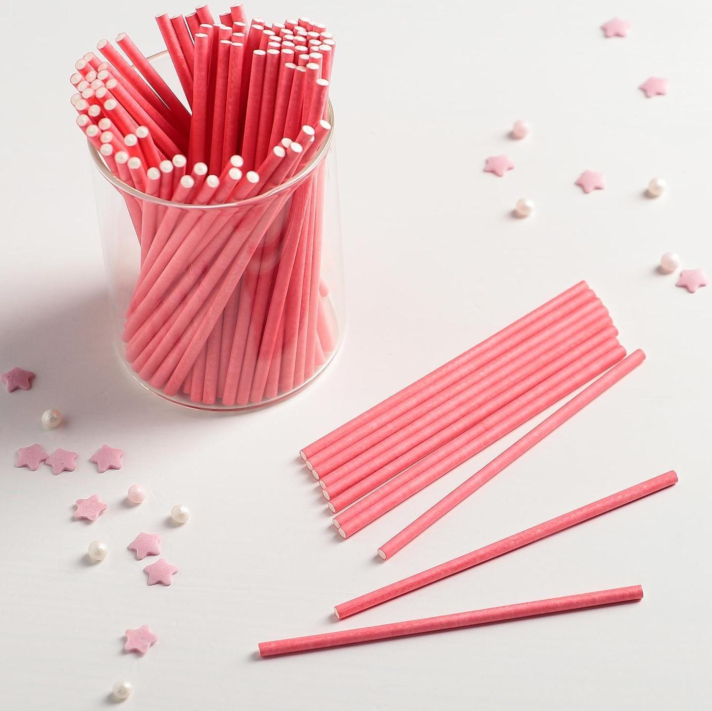 Палочки для кейкпопсов, 10×0,3 см, в наборе 100 шт, цвет розовый