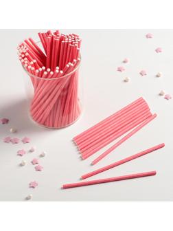 Палочки для кейкпопсов, 10×0,3 см, в наборе 100 шт, цвет розовый