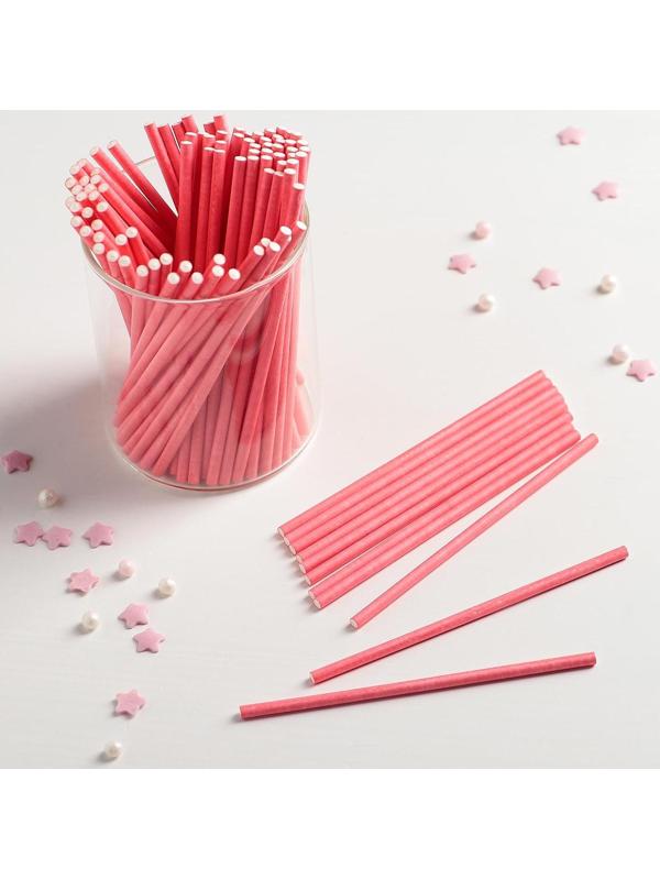 Палочки для кейкпопсов, 10×0,3 см, в наборе 100 шт, цвет розовый