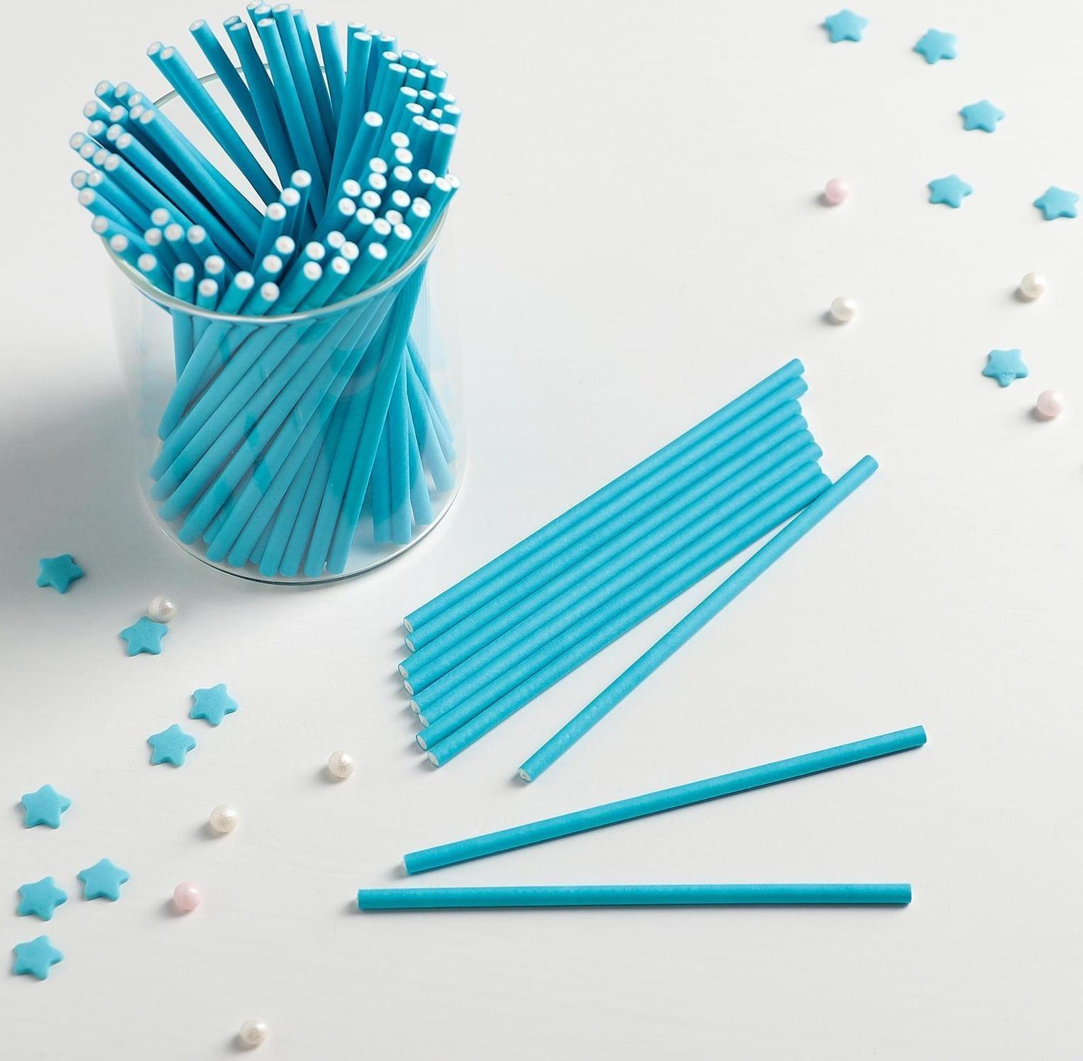 Палочки для кейкпопсов, 10×0,3 см, в наборе 100 шт, цвет синий