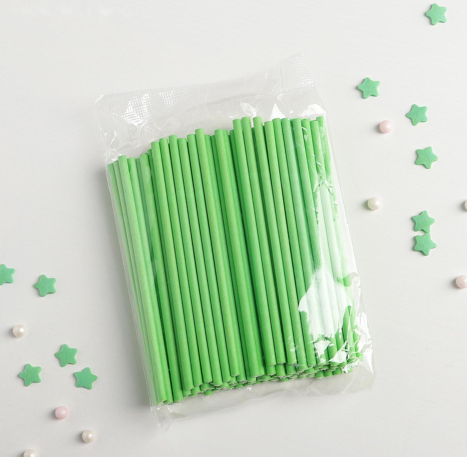 Палочки для кейкпопсов, 10×0,3 см, в наборе 100 шт, цвет зелёный