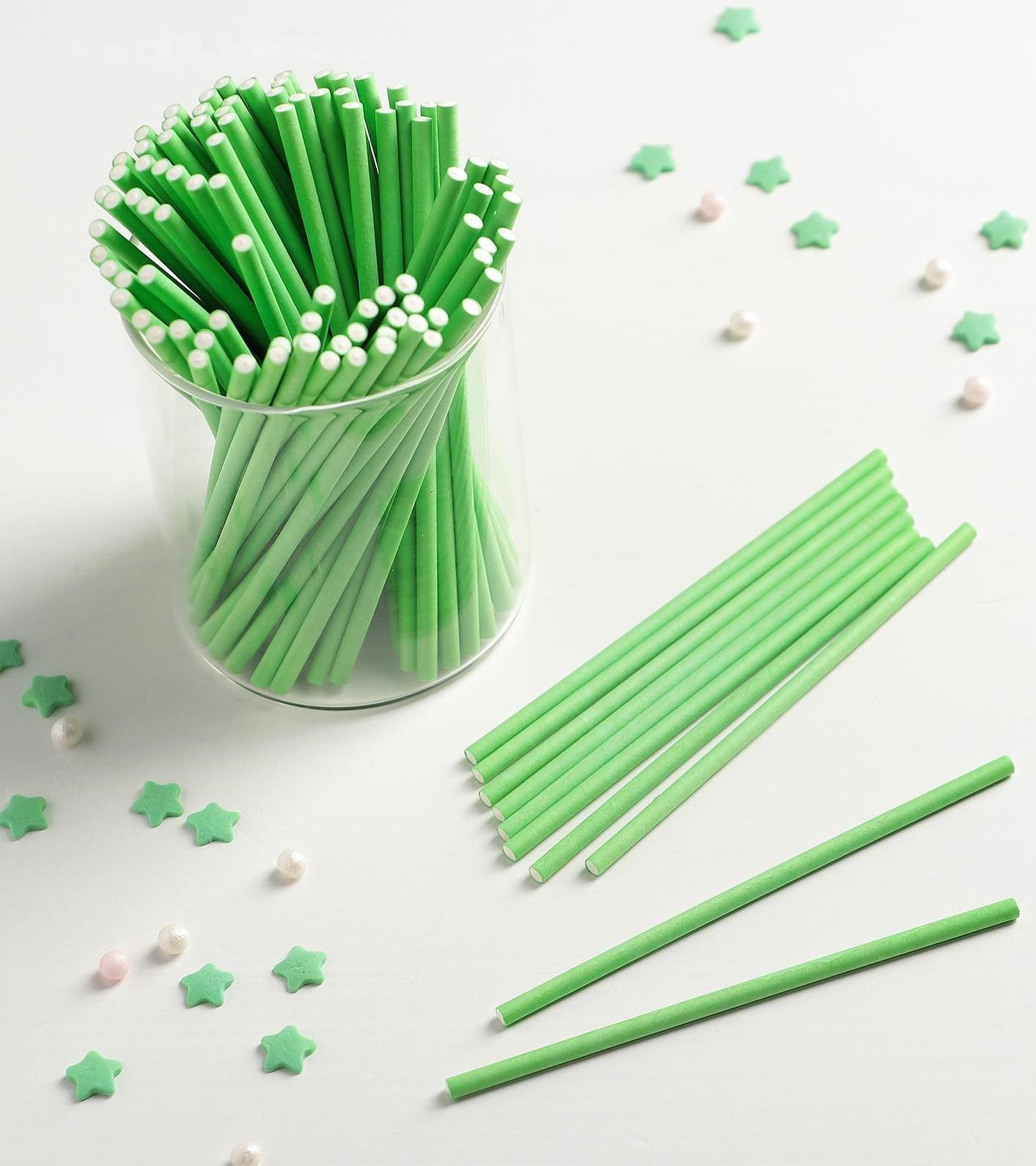 Палочки для кейкпопсов, 10×0,3 см, в наборе 100 шт, цвет зелёный