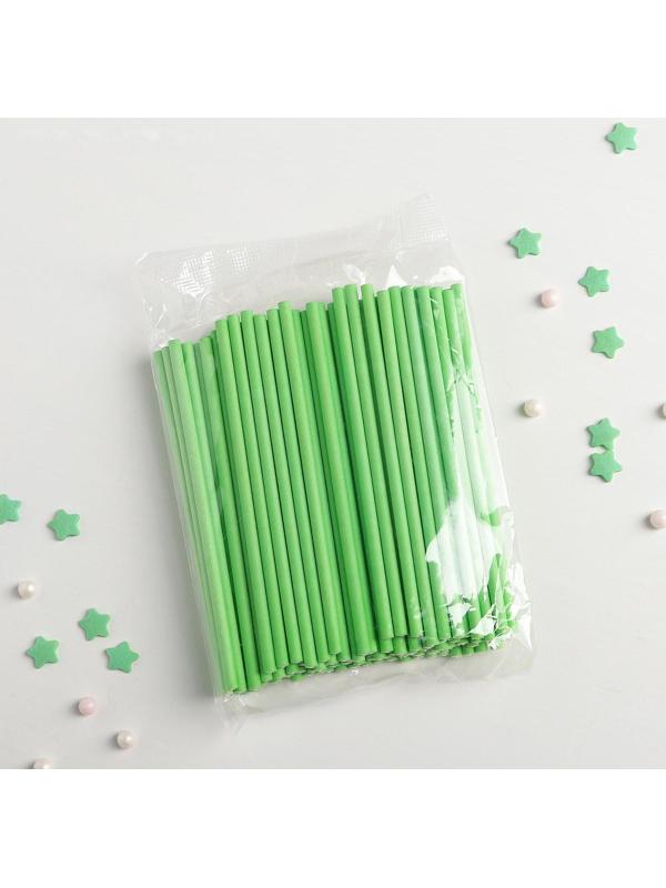 Палочки для кейкпопсов, 10×0,3 см, в наборе 100 шт, цвет зелёный
