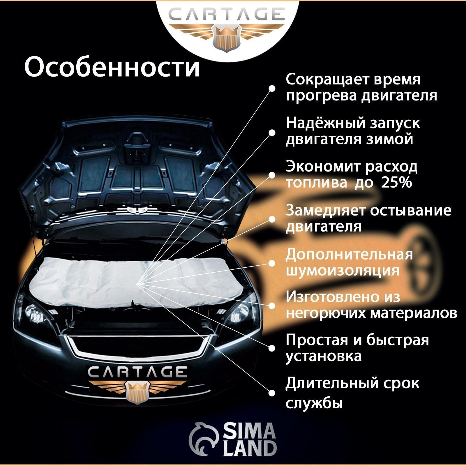 Автоодеяло для двигателя Cartage, 140 х 60 см, особо плотное