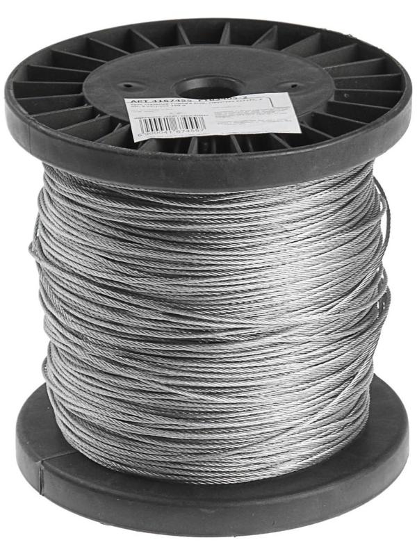 Трос стальной ТУНДРА krep, структура 6х7+FC, 2 мм, в катушке 200 м