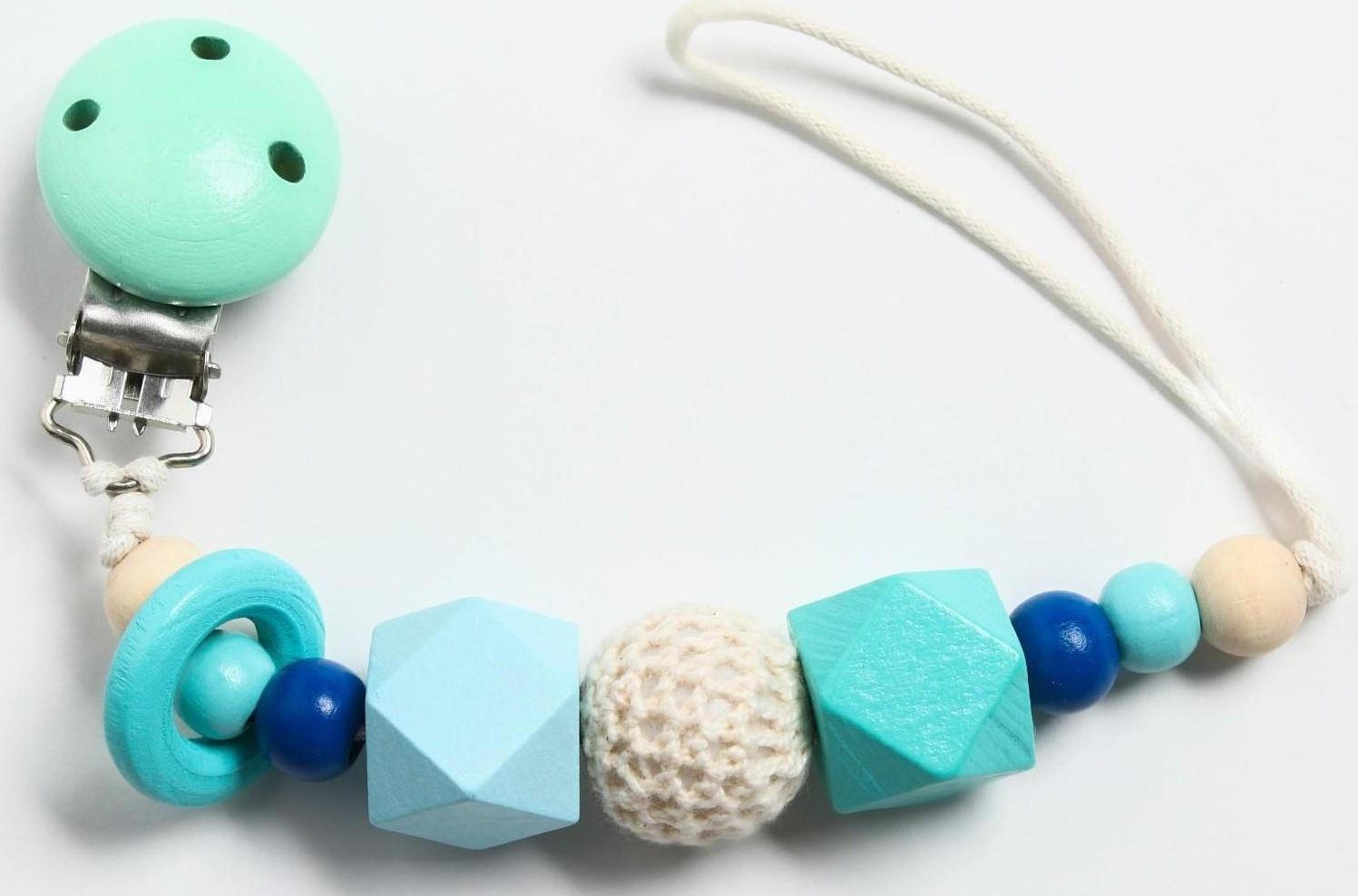 Держатель для пустышки «Колечко», дерев., цвет бирюзовый