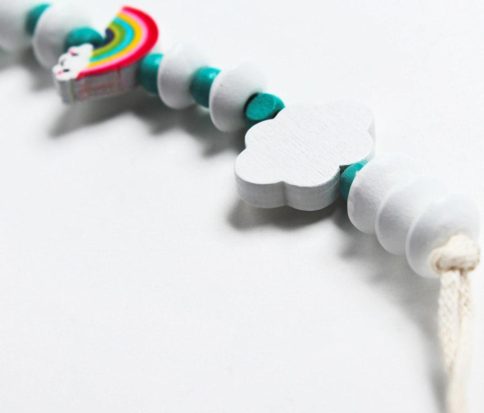 Держатель для пустышки «Радуга», дерев., цвет бирюзовый