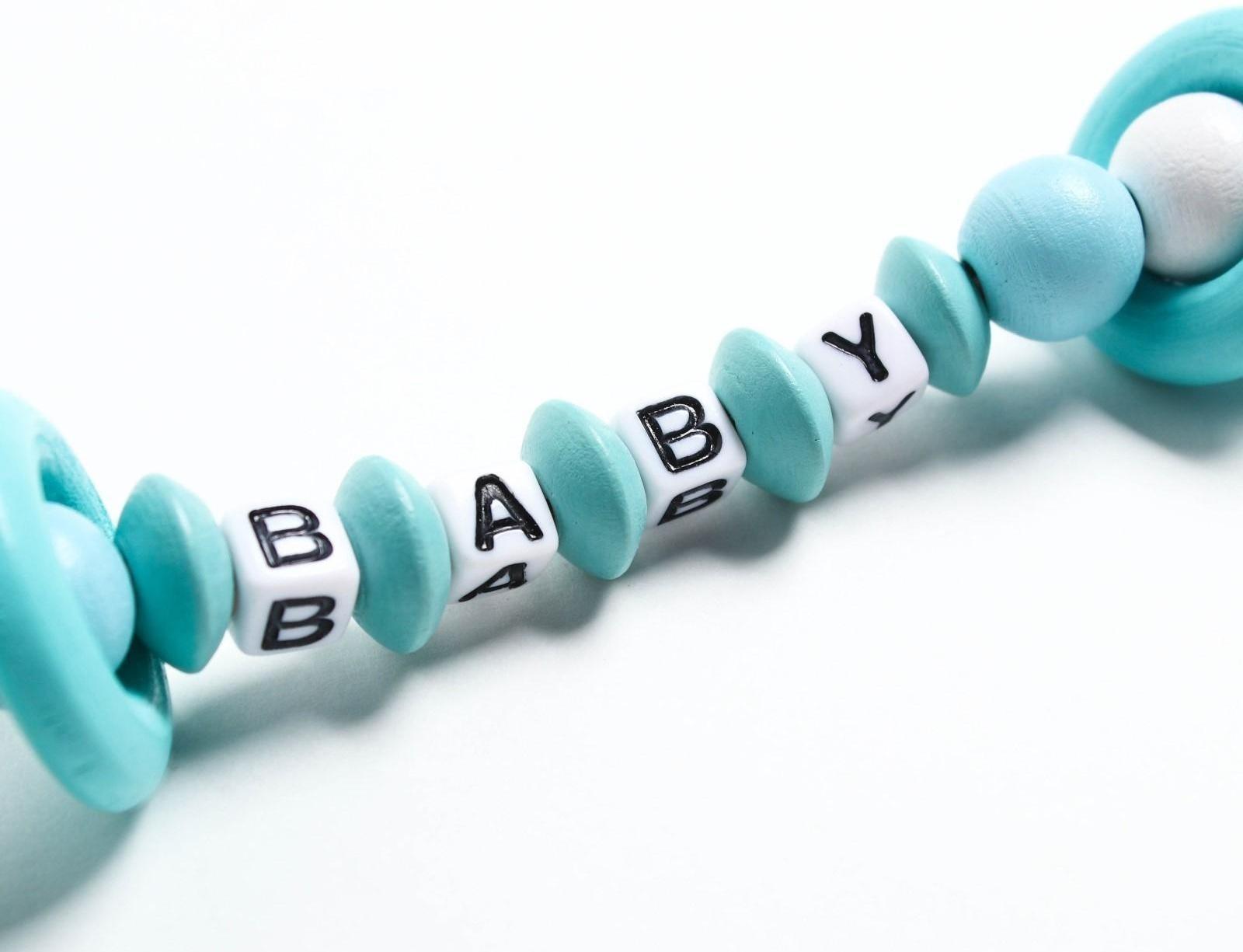 Держатель для пустышки «Мишка», дерев., цвет бирюзовый