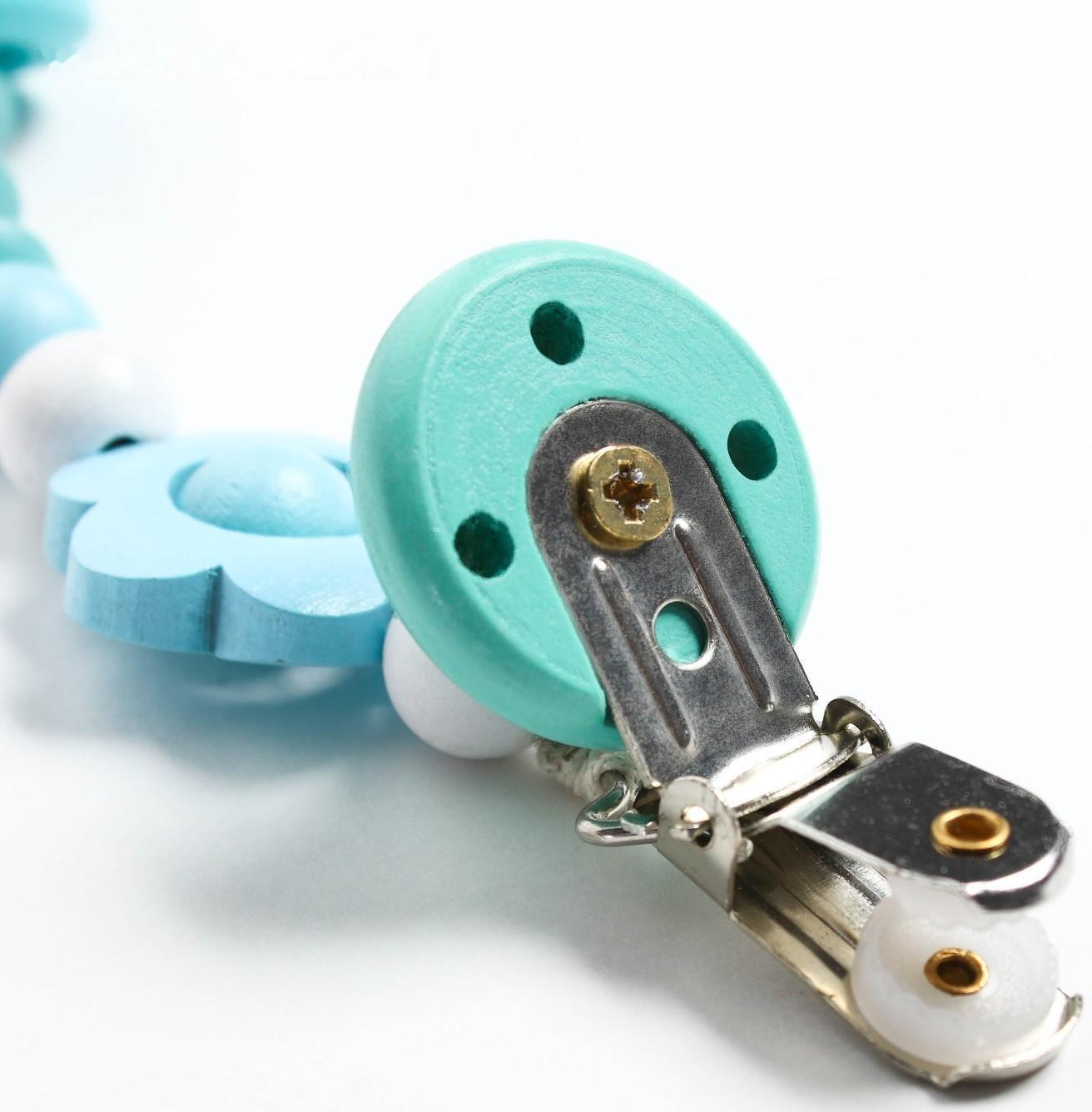 Держатель для пустышки «Мишка», дерев., цвет бирюзовый