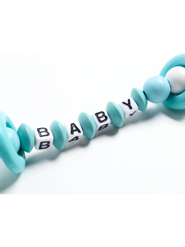 Держатель для пустышки «Мишка», дерев., цвет бирюзовый