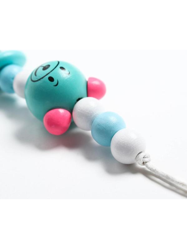 Держатель для пустышки «Мишка», дерев., цвет бирюзовый