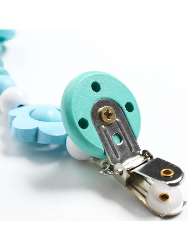 Держатель для пустышки «Мишка», дерев., цвет бирюзовый