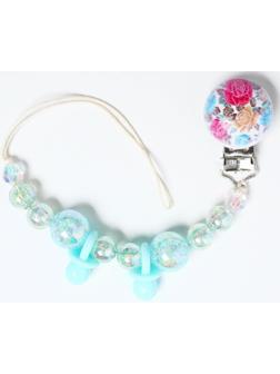 Держатель для пустышки «Бусинки», дерев., цвет бирюзовый