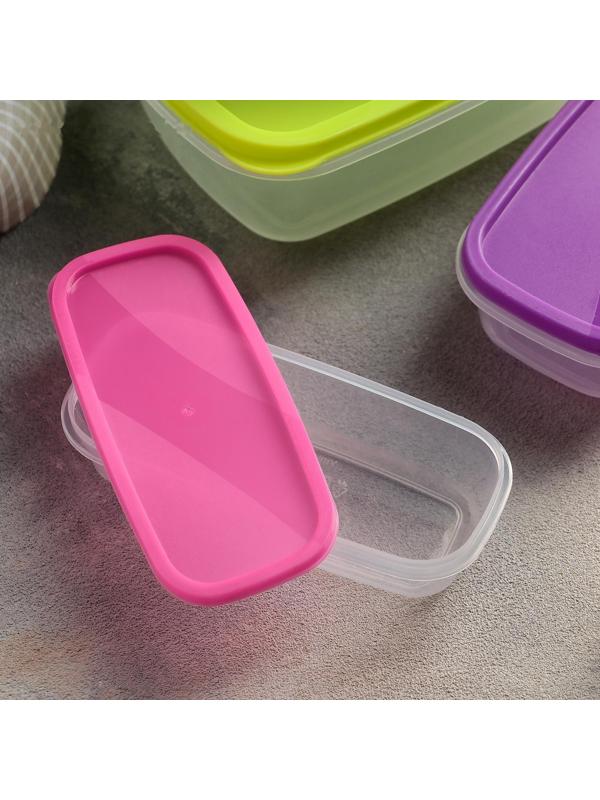 Набор ланч-боксов пластиковых прямоугольных «Радуга», 4 шт: 19×12/16×9/14×7/12,5×5,5 см, цвет МИКС
