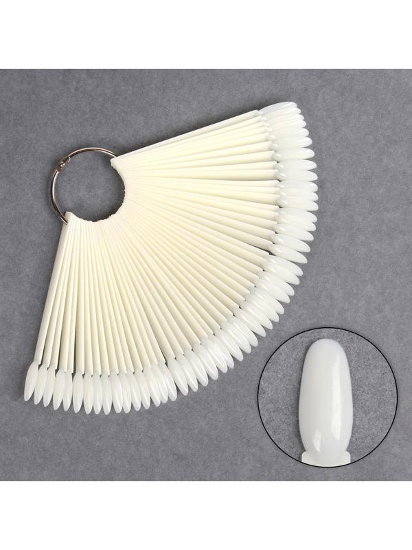 Палитра для лаков на кольце, 50 ногтей, форма овал, цвет «слоновая кость»