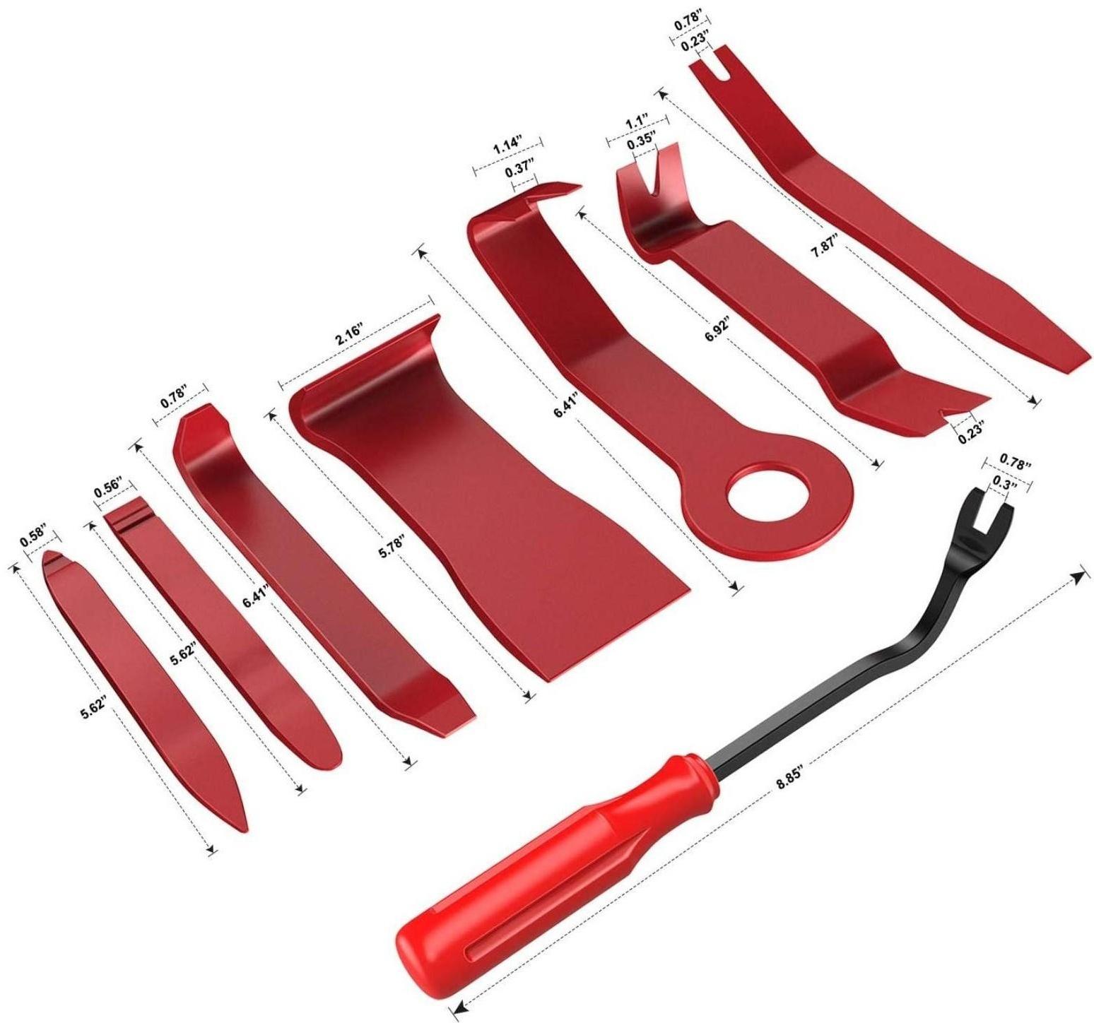 Инструмент для разбора пластика в авто, усиленный, набор 8 предметов