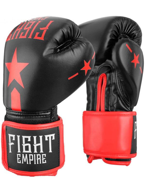 Перчатки боксёрские детские FIGHT EMPIRE, 6 унций, цвет чёрный