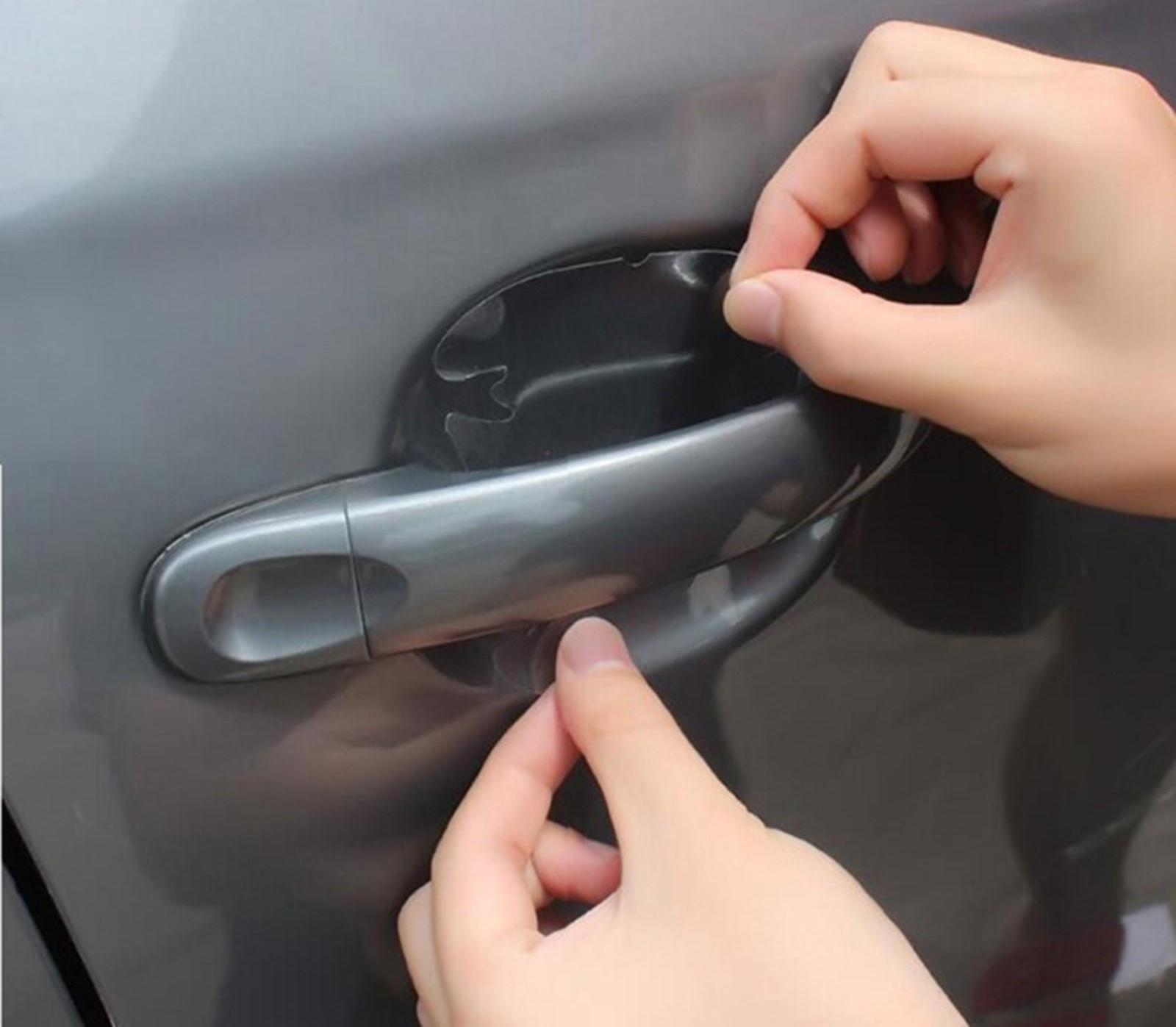 Пленка защитная под ручки дверей, 9.5х9см, прозрачная, набор 4 шт