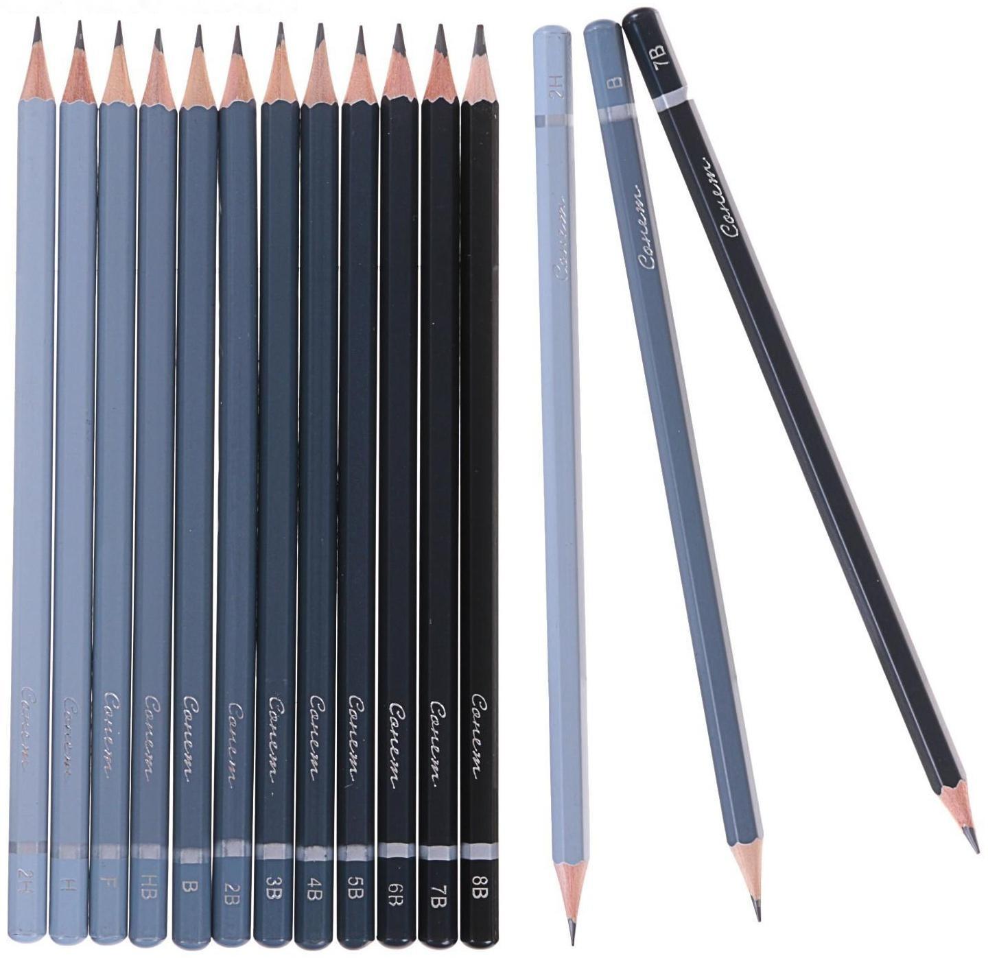 Набор карандашей чёрнографитных разной твёрдости ЗХК 