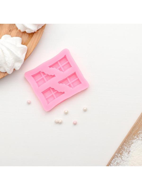 Молд «Плитка шоколада», 6,9×6 см, цвет розовый