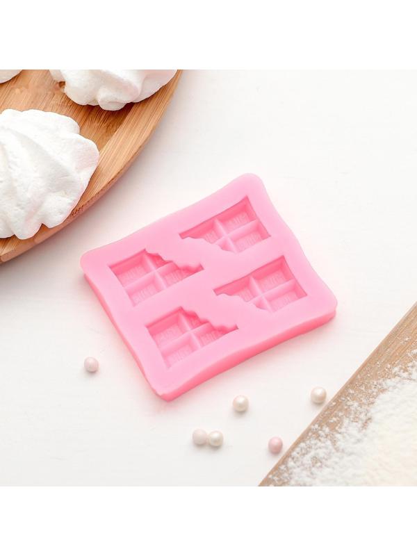 Молд «Плитка шоколада», 6,9×6 см, цвет розовый