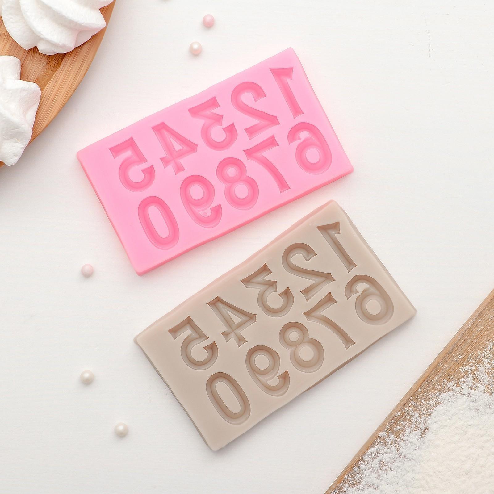 Молд «Цифры с объёмом», 10×5,7×0,7 см, цвет МИКС