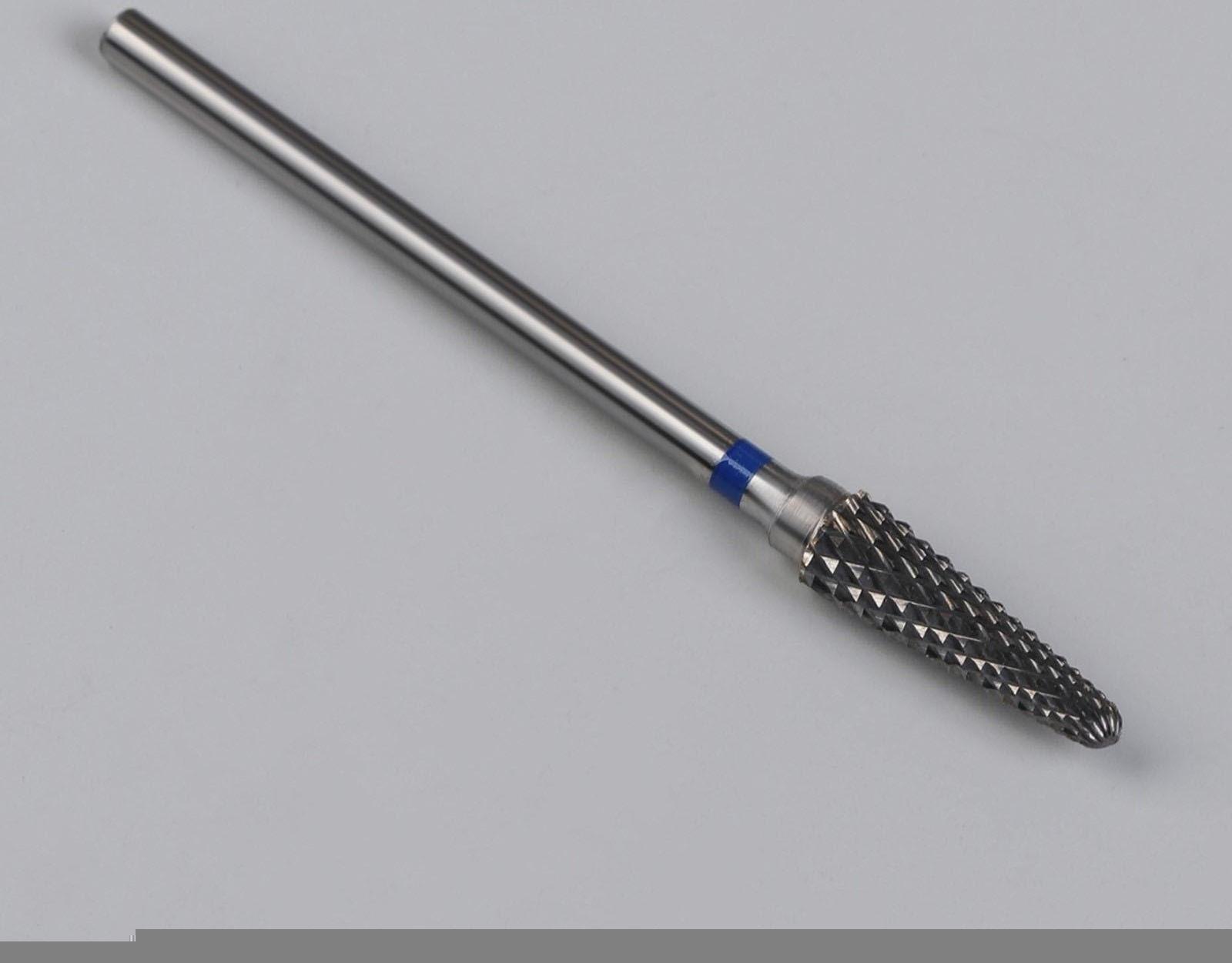 Фреза твердосплавная для маникюра «Тонкий конус», средняя нарезка, 4 × 15 мм, в пластиковом футляре