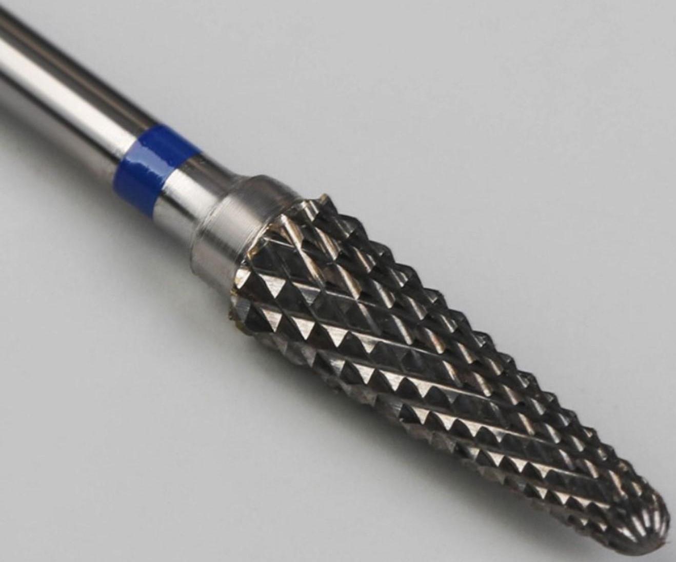 Фреза твердосплавная для маникюра «Тонкий конус», средняя нарезка, 4 × 15 мм, в пластиковом футляре