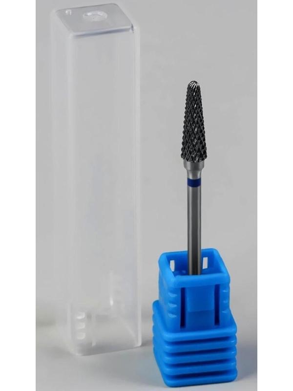 Фреза твердосплавная для маникюра «Тонкий конус», средняя нарезка, 4 × 15 мм, в пластиковом футляре