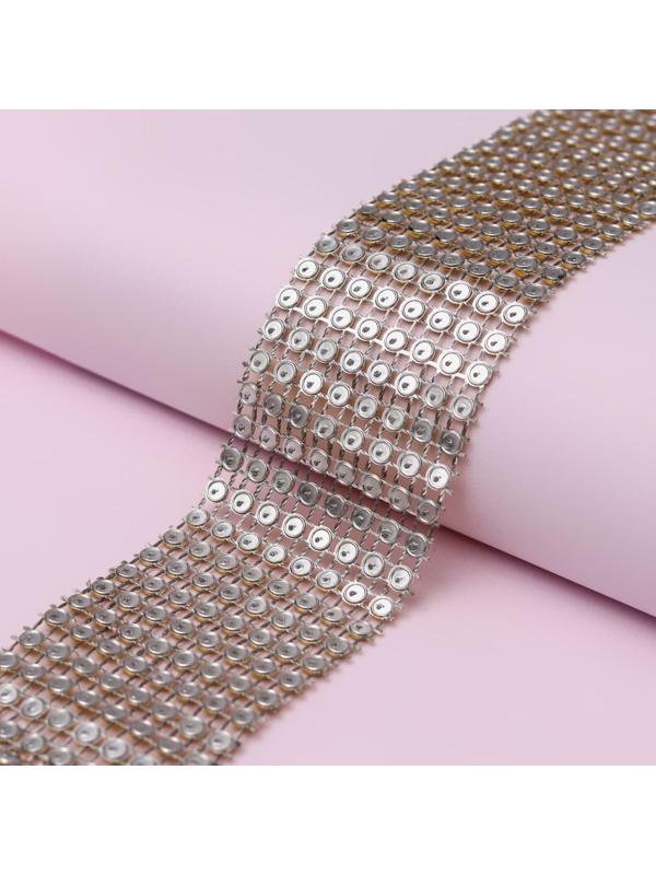 Лента с имитацией страз, 4 см, 9 ± 1 м, цвет золотой