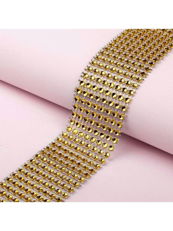 Лента с имитацией страз, 4 см, 9 ± 1 м, цвет золотой