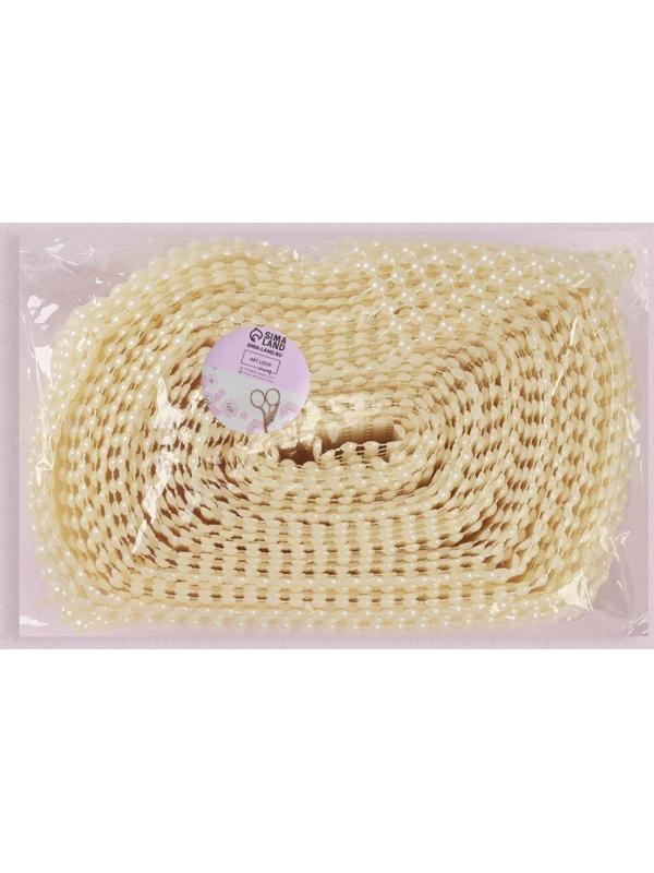 Лента с имитацией жемчуга, 4 см, 9 ± 1 м, цвет белый