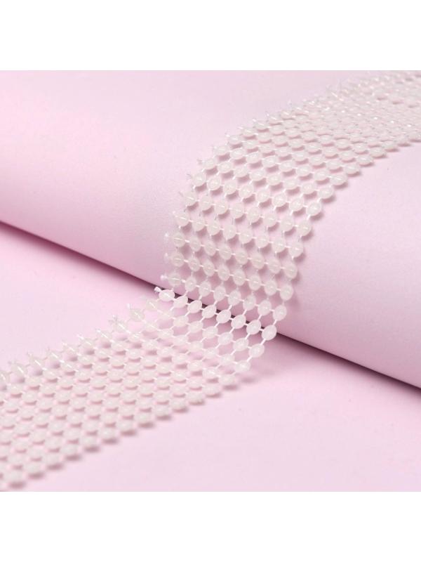 Лента с имитацией жемчуга, 4 см, 9 ± 1 м, цвет белый