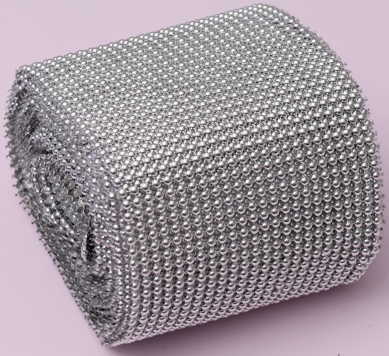 Лента с имитацией выпуклых страз, 11,5 см, 9 ± 1 м, цвет серебряный