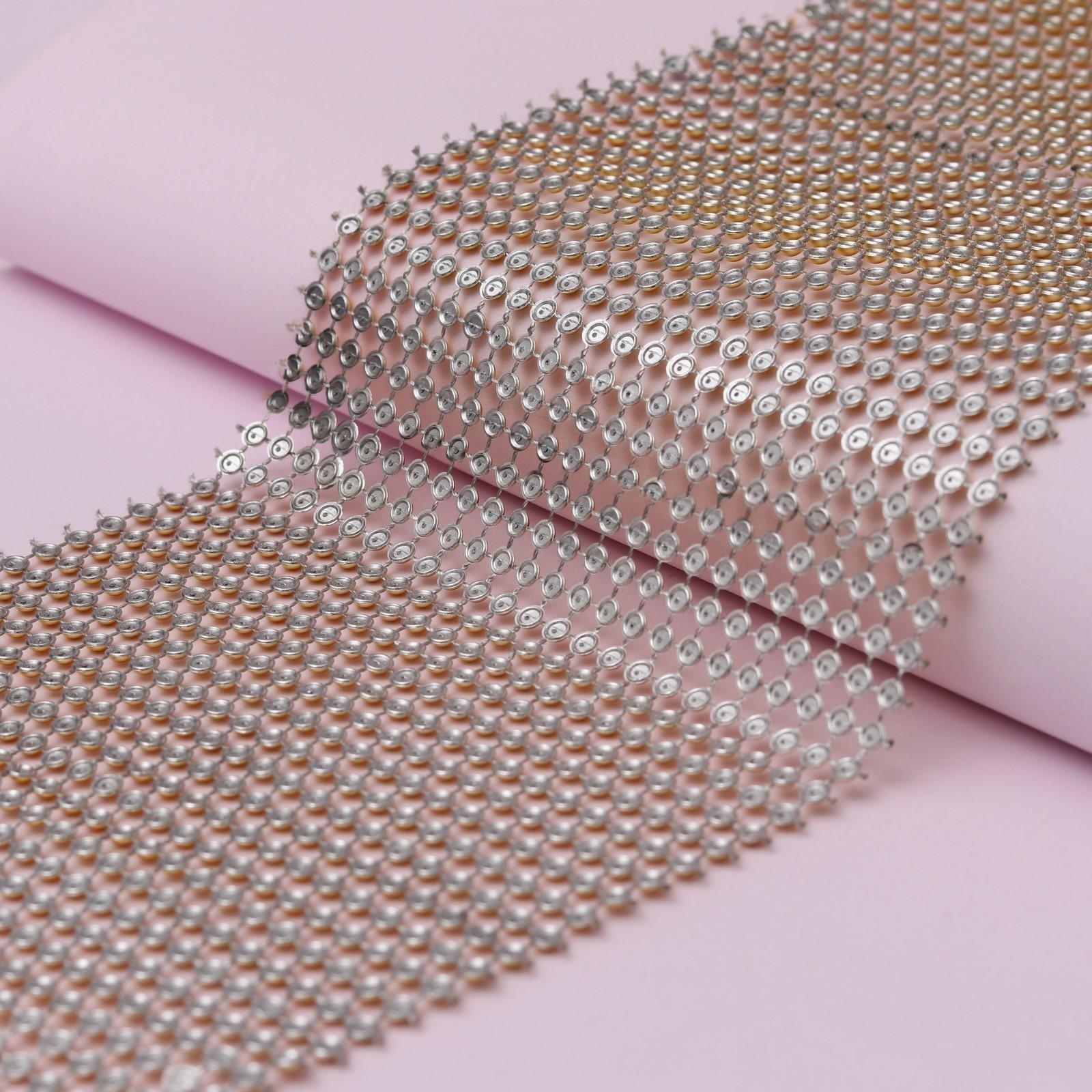 Лента с имитацией выпуклых страз, 11,5 см, 9 ± 1 м, цвет золотой