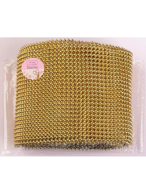 Лента с имитацией выпуклых страз, 11,5 см, 9 ± 1 м, цвет золотой