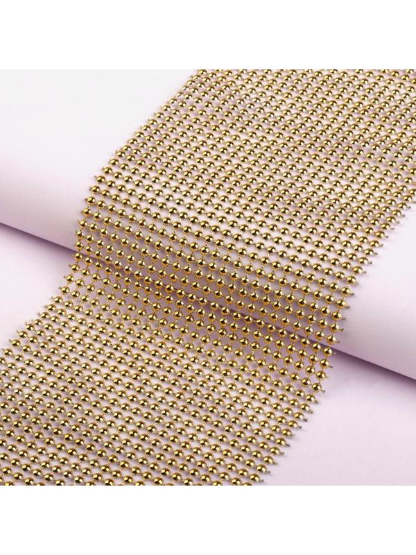 Лента с имитацией выпуклых страз, 11,5 см, 9 ± 1 м, цвет золотой