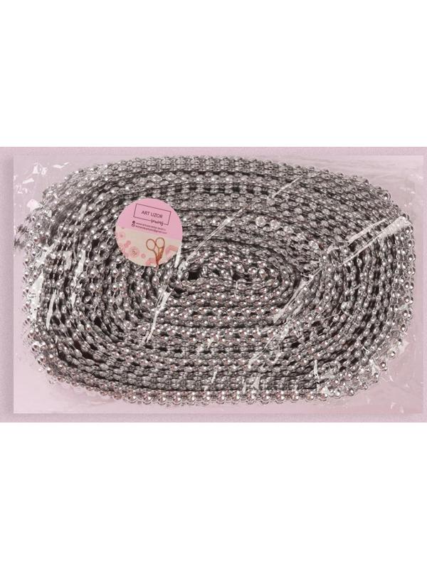 Лента с имитацией выпуклых страз, 5,75 см, 9 ± 1 м, цвет серебряный