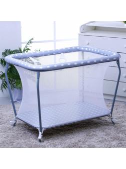 Манеж Polini kids Classic Звезды, цвет серый-белый